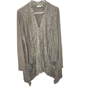 LOGO by Lori Goldstein Asymmetrical Hem Knit Cardigan Tunic Sz Large